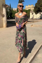 Sophia | Women's Elegant V-neck Fantasy Maxi Dress-Trendy 4 Fit