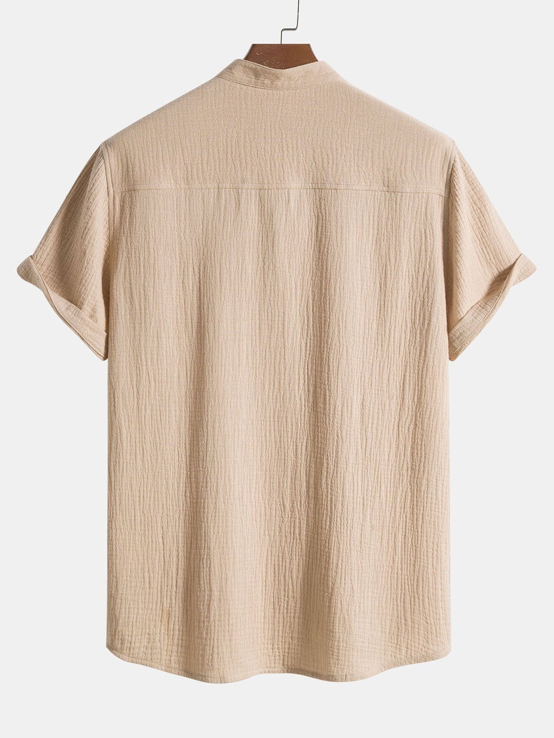 Men's Crumpled Cotton Henley Shirt for Casual Style