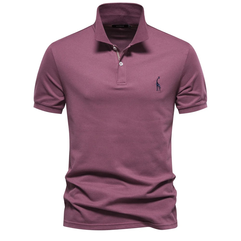 Men's Classic Polo Shirt with Giraffe Embroidery