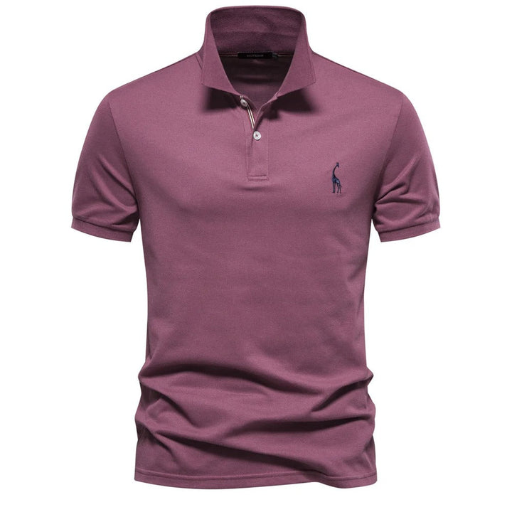 Men's Classic Polo Shirt with Giraffe Embroidery