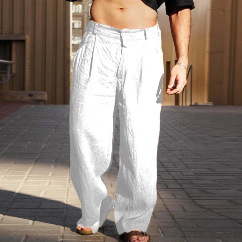 Men's Wide Linen Mix Summer Pants