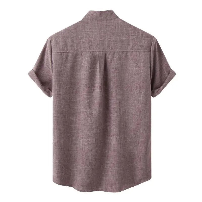 Men's Airy Summer Shirt with Stand-Up Collar for Comfort and Style