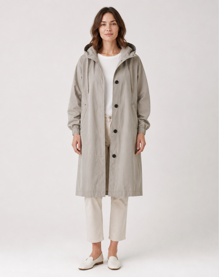 Women's Lightweight Hooded Trench Coat for Everyday Wear