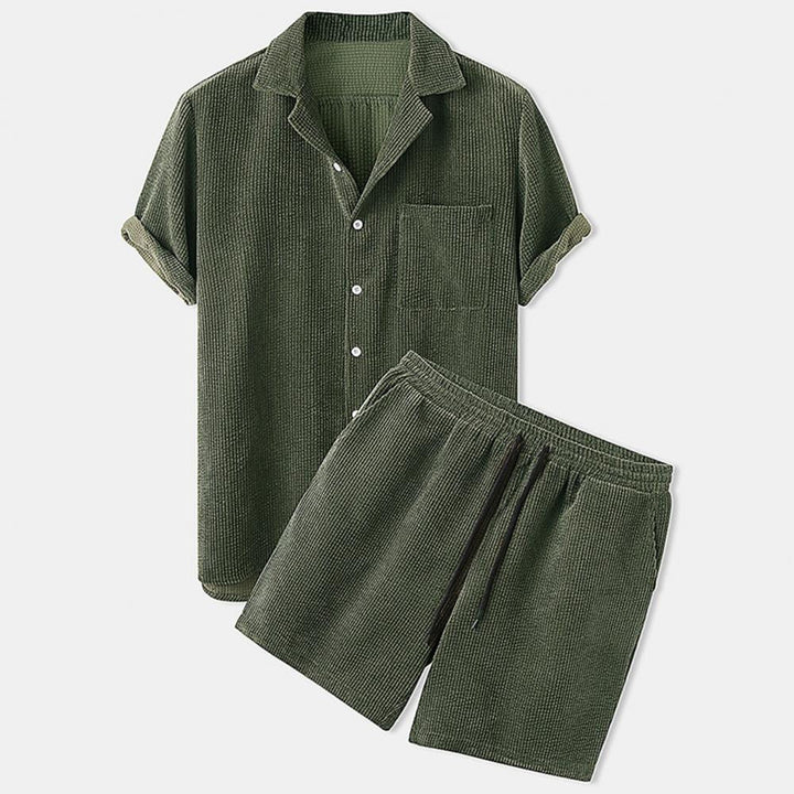 Men's Corduroy Shorts Set for Comfortable Summer Style