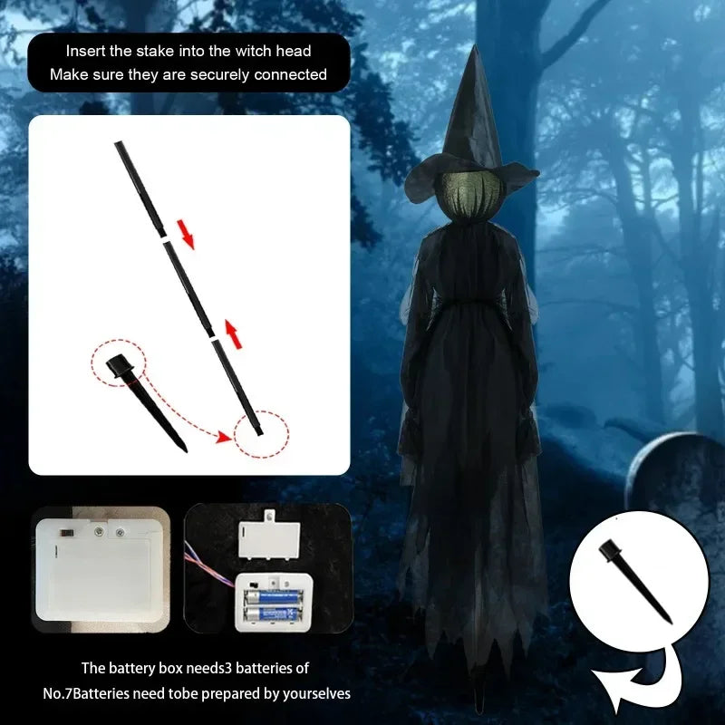 Halloween's Glowing Witch Figures with Sound Sensors and Flickering Heads