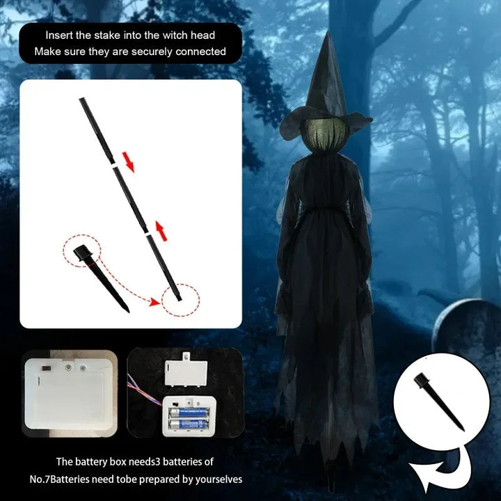Halloween's Glowing Witch Figures with Sound Sensors and Flickering Heads