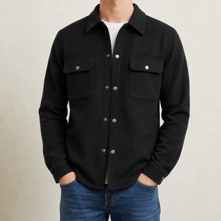 Men's Button-Up Jacket with Angel Design
