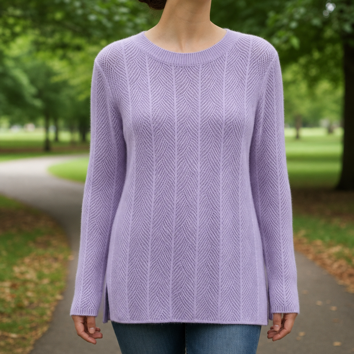 Women's Open Knit Crewneck Sweater