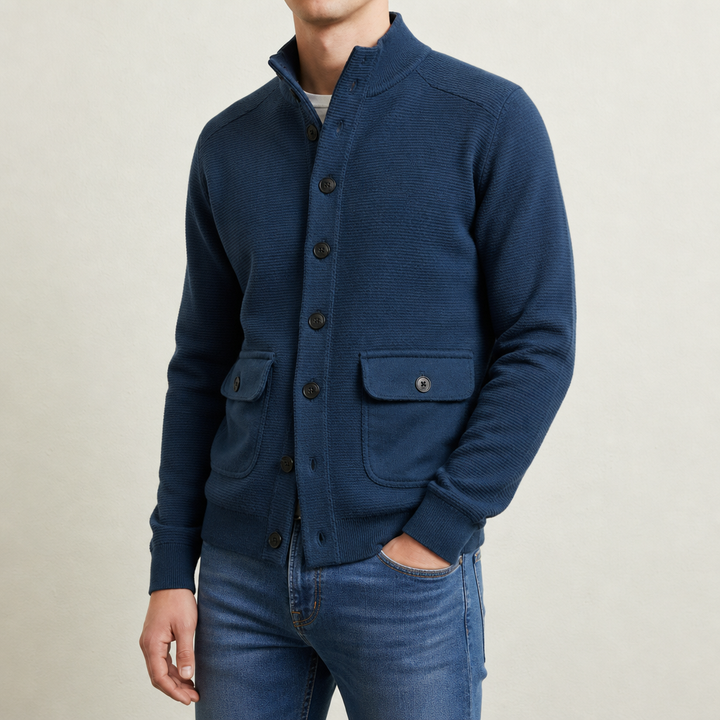 Men's Stand Collar Knit Jacket
