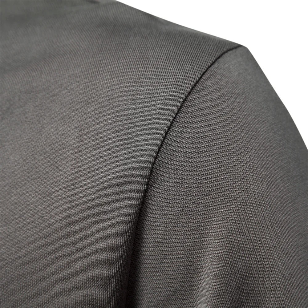 Men's Long-Sleeved Polo Shirt with Zipper for Stylish Comfort