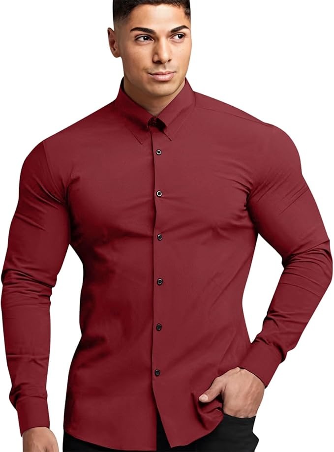 Men's Business Shirt with Button Bar for Professional Style