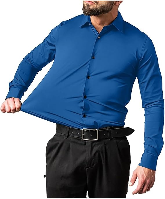 Men's Business Shirt with Button Bar for Professional Style