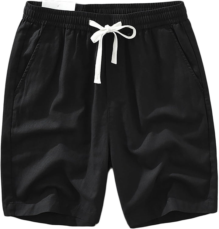 Men's Lightweight Breathable Summer Linen Beach Bermuda Shorts