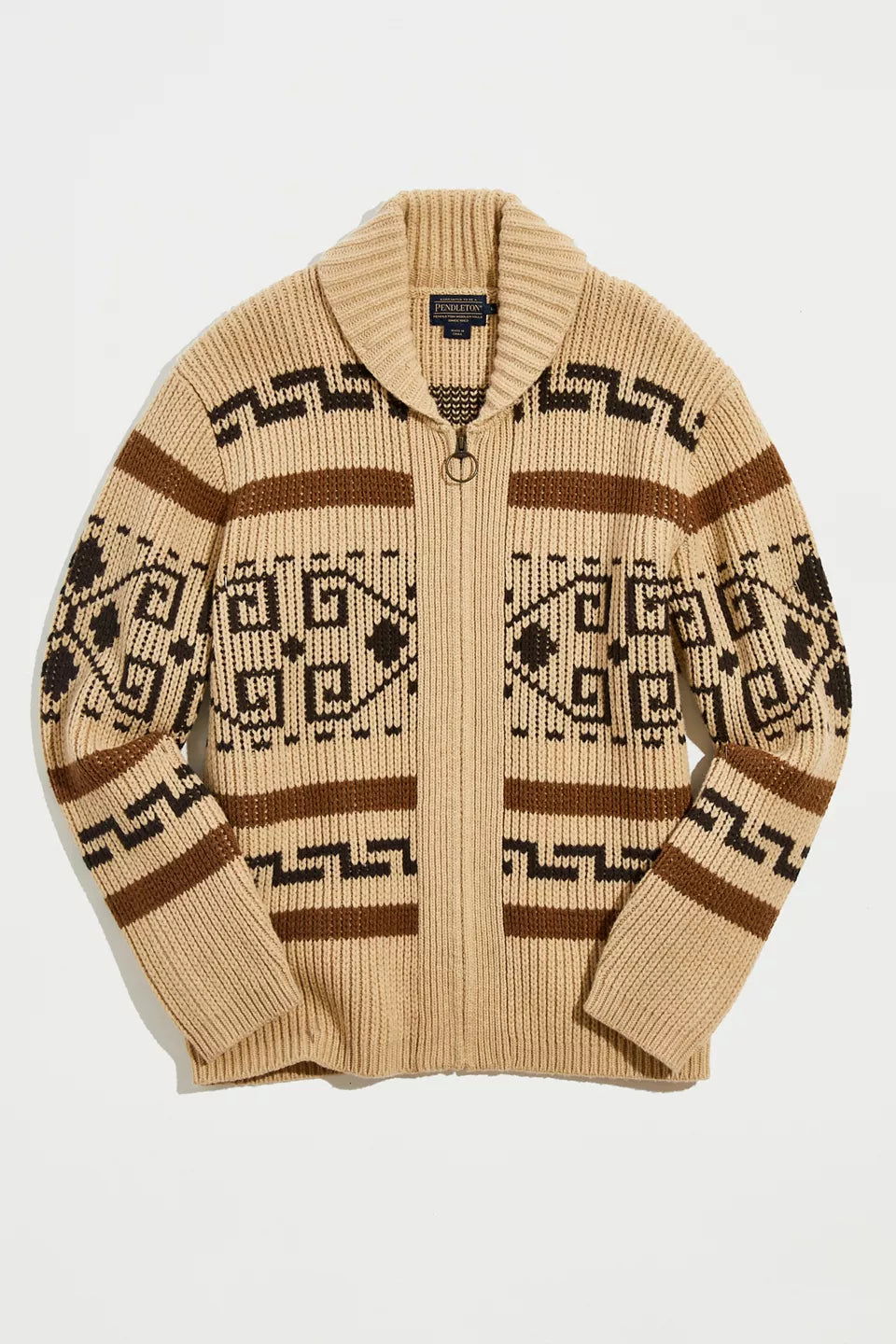 Men's Vintage Jacquard Knitted Cardigan with Zipper for Modern Comfort