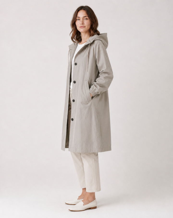 Women's Lightweight Hooded Trench Coat for Everyday Wear