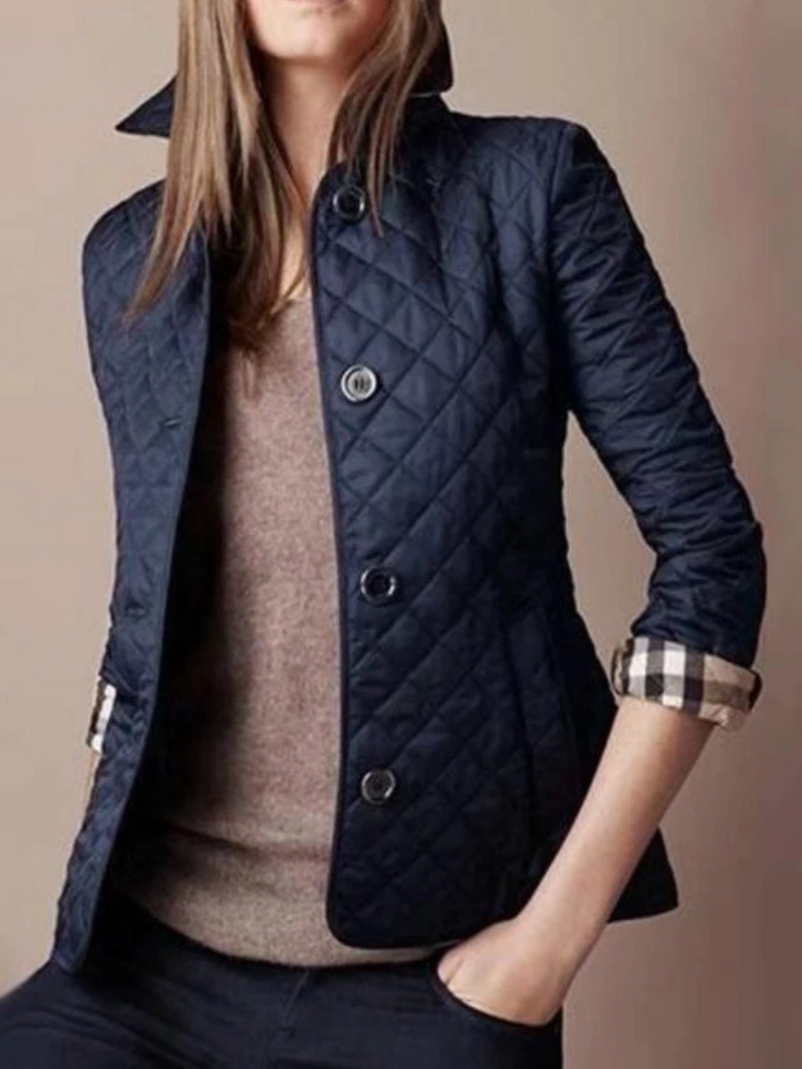 Women's Casual Quilted Jacket with Down Collar