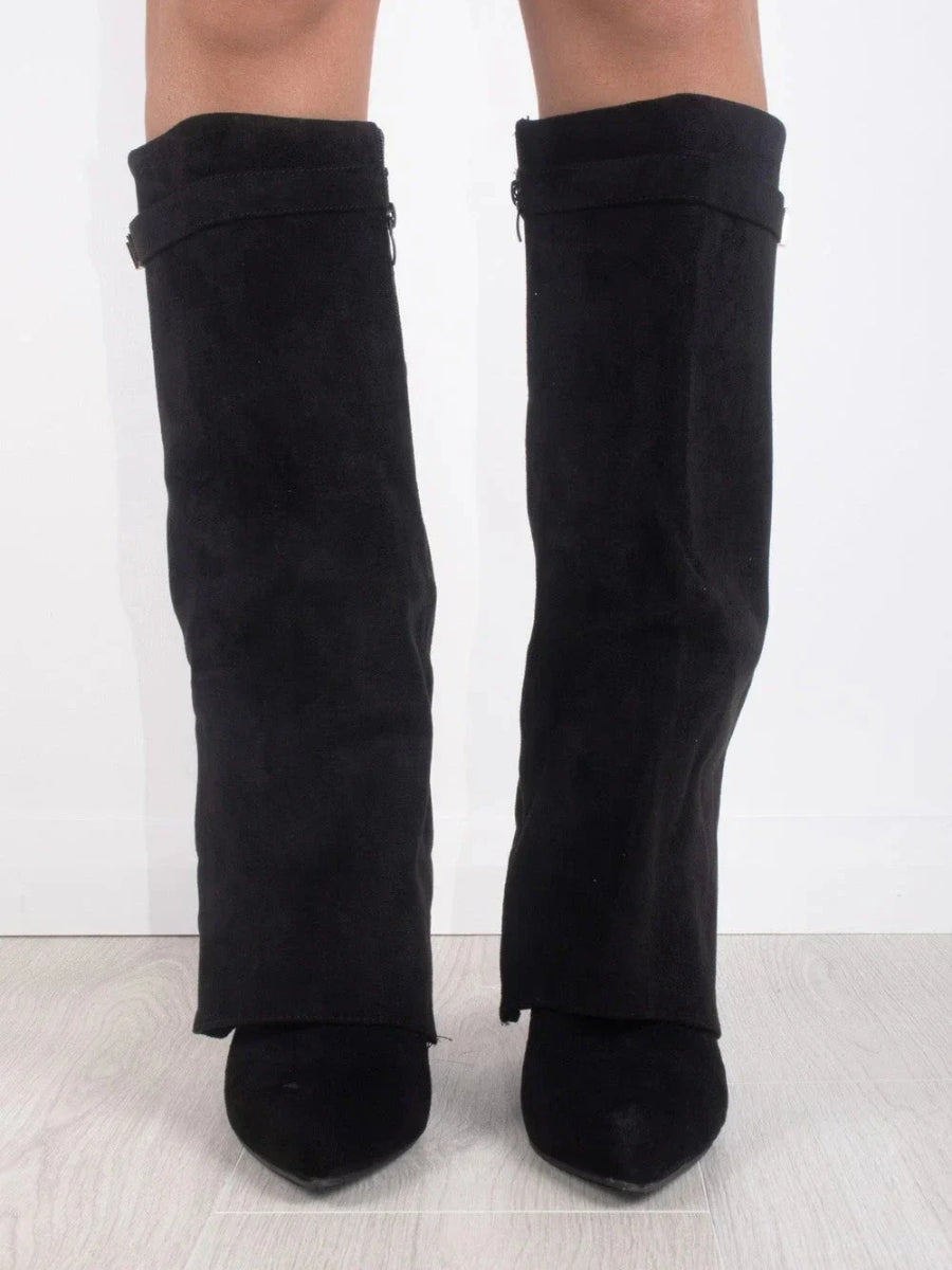 Women's Knee-High Suede Heeled Boots