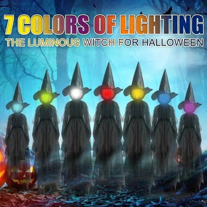 Halloween's Glowing Witch Figures with Sound Sensors and Flickering Heads