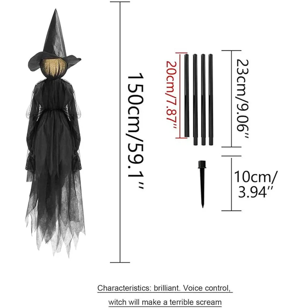 Halloween's Glowing Witch Figures with Sound Sensors and Flickering Heads