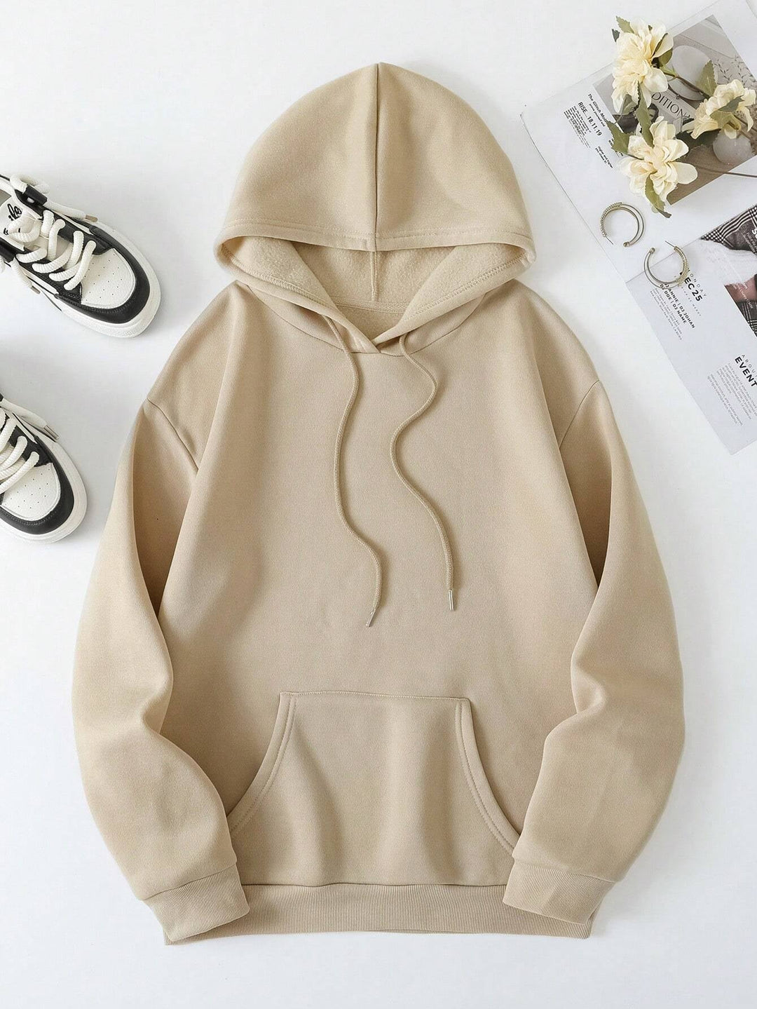 Women's Oversized Fleece Hoodie with Graphic Design on Back