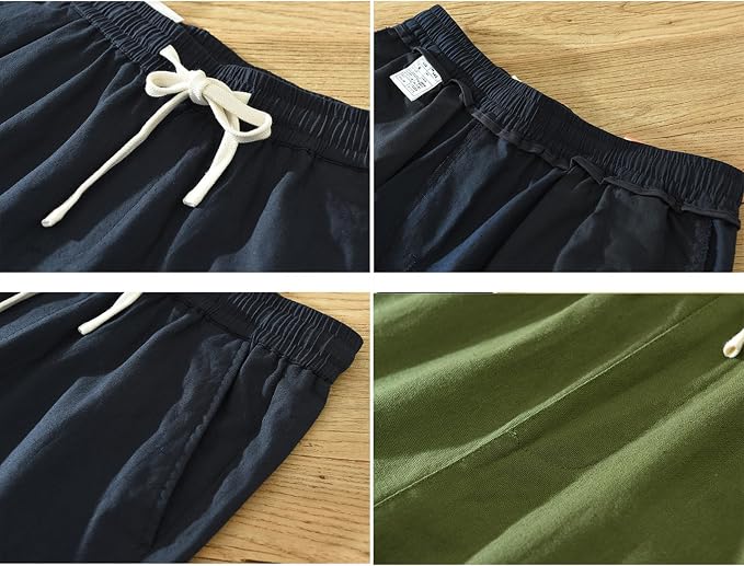 Men's Lightweight Breathable Summer Linen Beach Bermuda Shorts