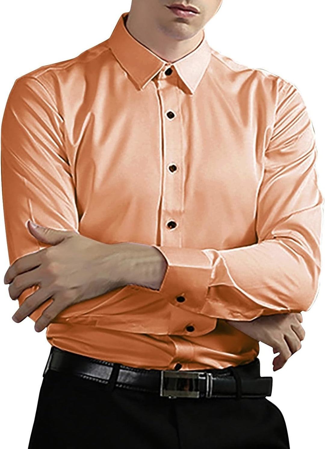 Men's Business Shirt with Button Bar for Professional Style