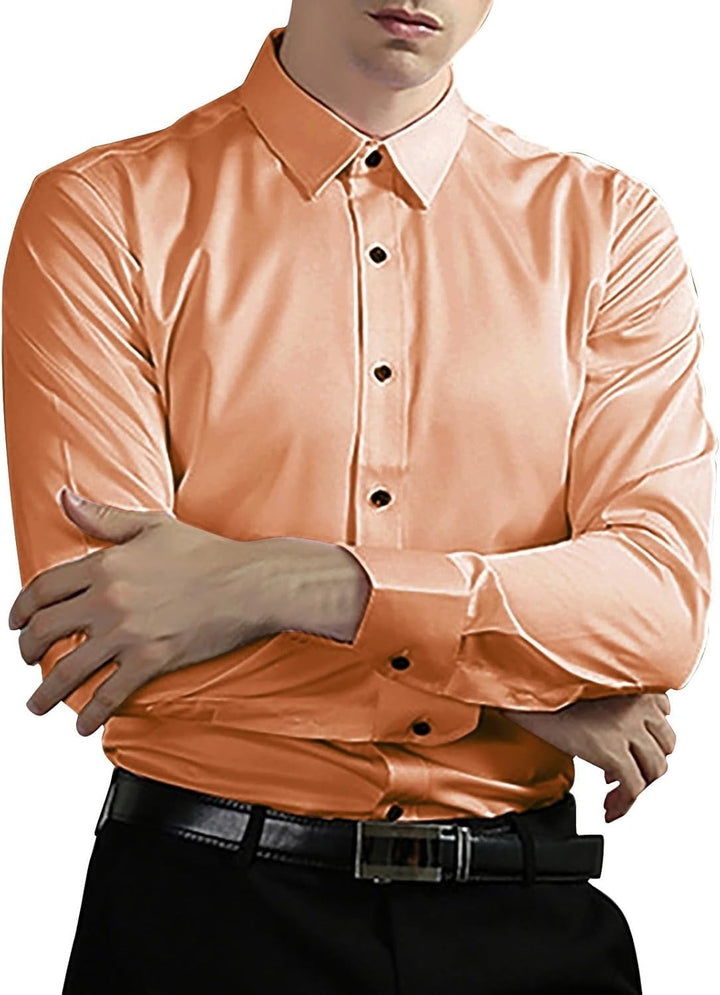 Men's Business Shirt with Button Bar for Professional Style