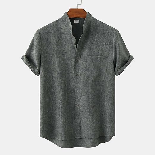 Men's Airy Summer Shirt with Stand-Up Collar for Comfort and Style