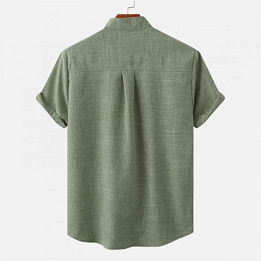 Men's Airy Summer Shirt with Stand-Up Collar for Comfort and Style