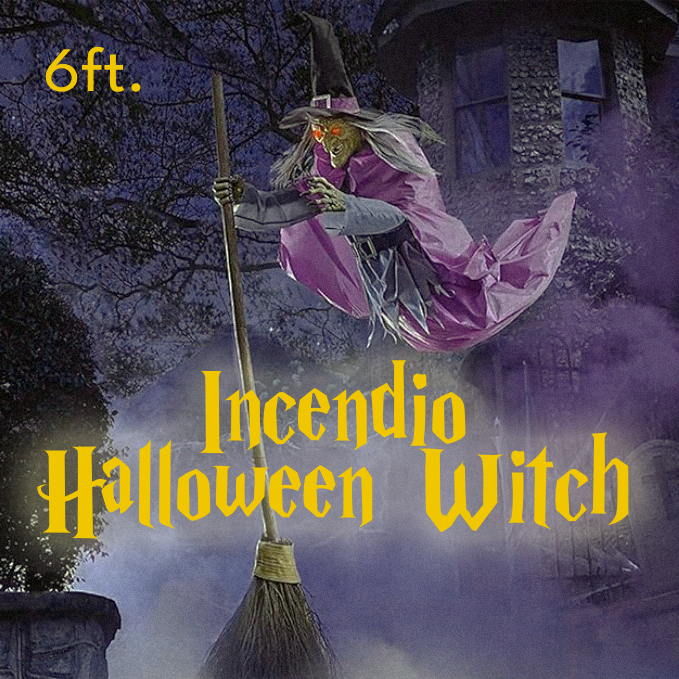 Halloween's 6-Foot Cloth Flying Witch Decoration with Broom & Stake