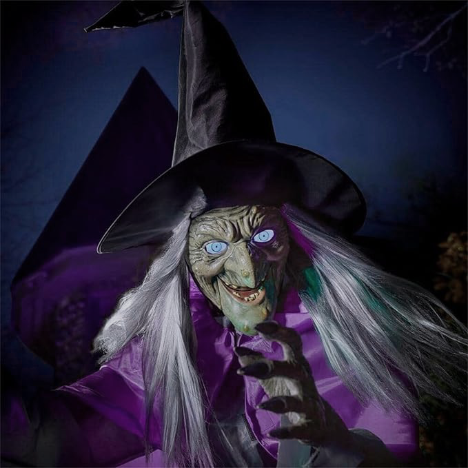 Halloween's 6-Foot Cloth Flying Witch Decoration with Broom & Stake