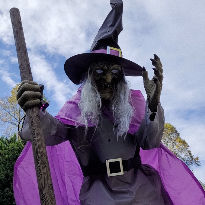Halloween's 6-Foot Cloth Flying Witch Decoration with Broom & Stake