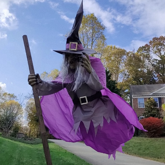 Halloween's 6-Foot Cloth Flying Witch Decoration with Broom & Stake
