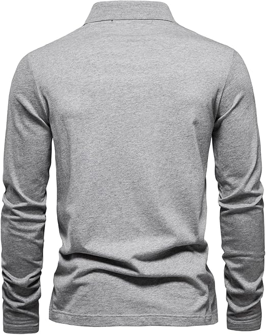 Men's Long-Sleeved Polo Shirt with Zipper for Stylish Comfort