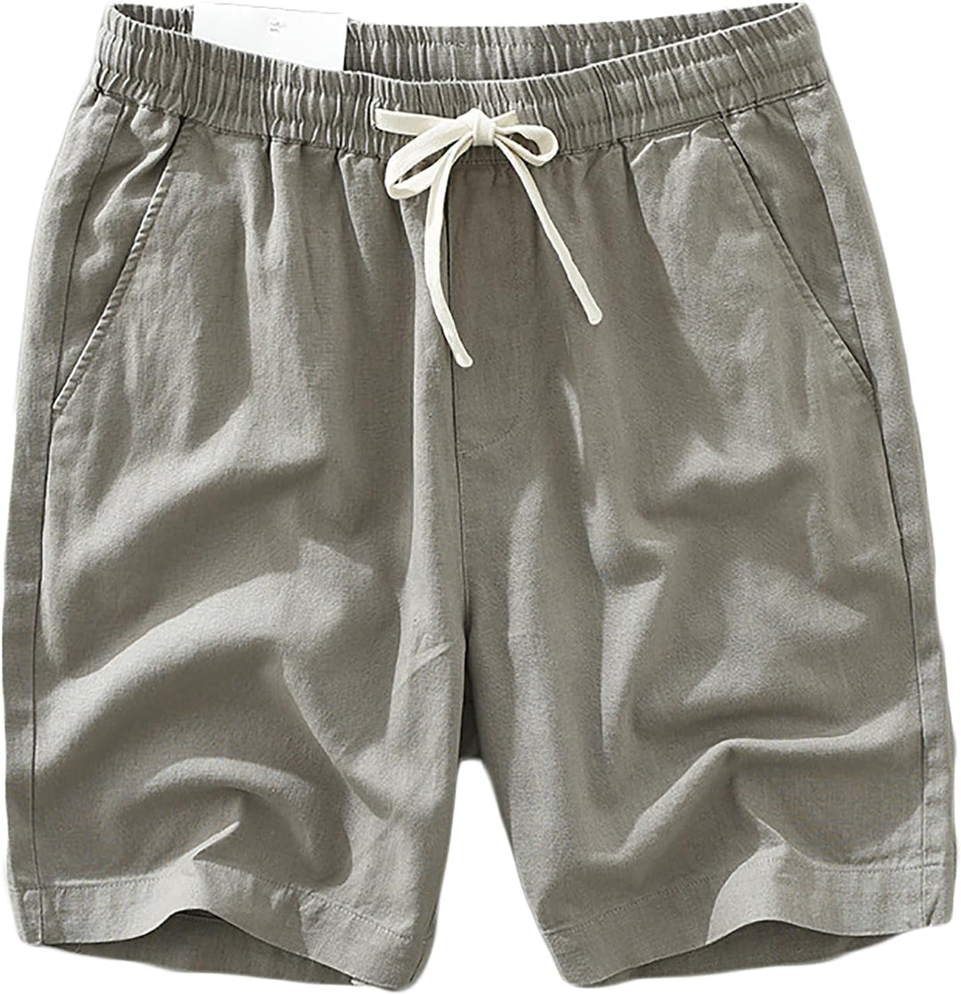 Men's Lightweight Breathable Summer Linen Beach Bermuda Shorts