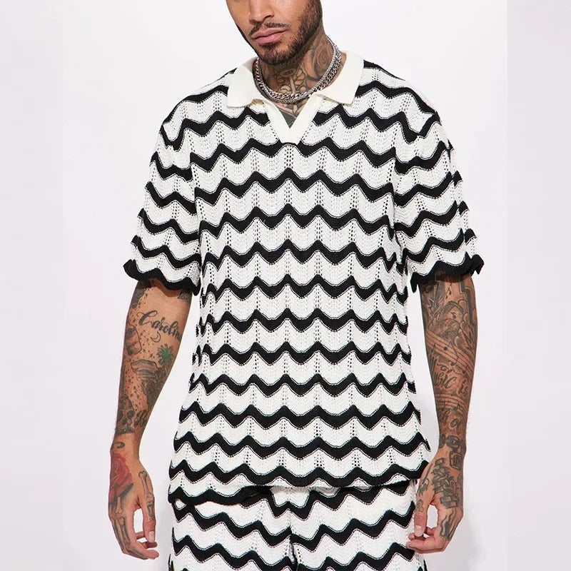Men's Crochet Set with Zigzag Pattern for Stylish Comfort