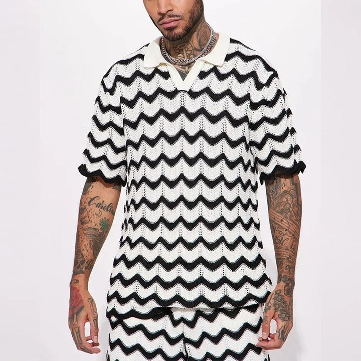 Men's Crochet Set with Zigzag Pattern for Stylish Comfort