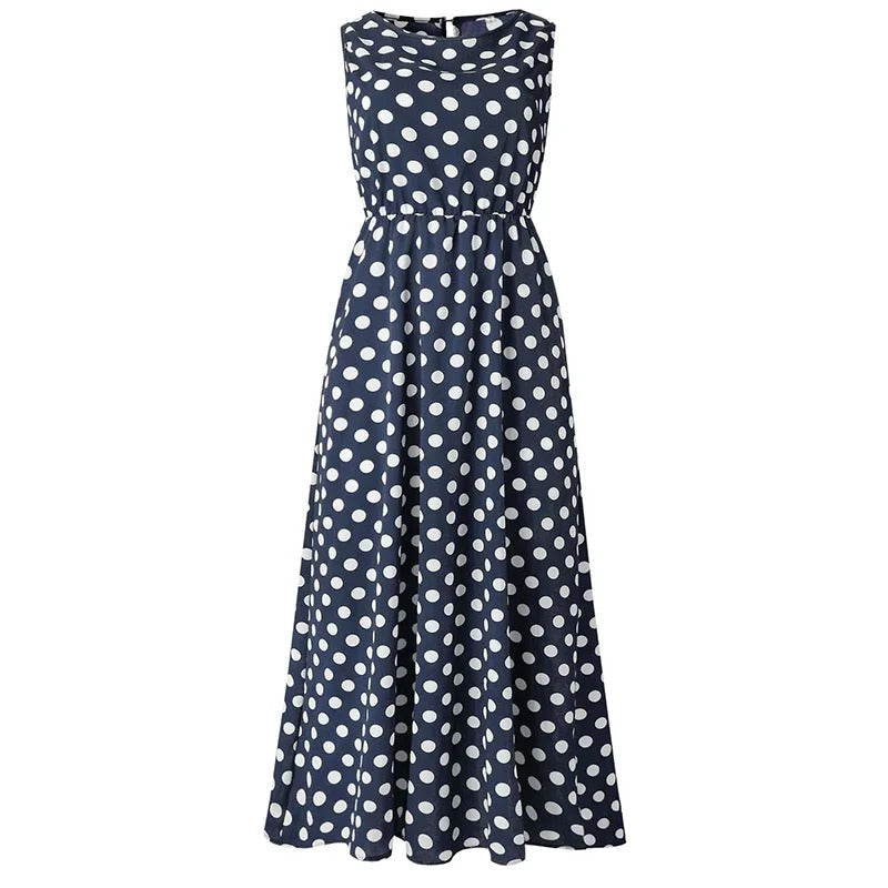 Women's Smart Dot Dress with Waist Detail