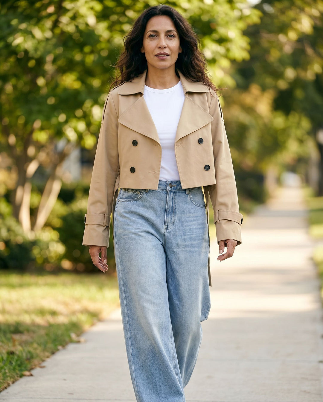 Women's Cropped Classic Trench Coat – Versatile Outerwear