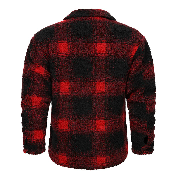 Men's Vintage Red Plaid Sherpa Jacket