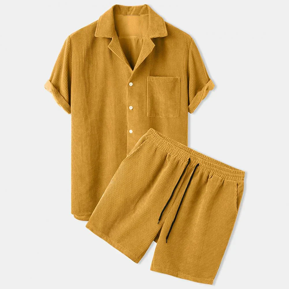 Men's Corduroy Shorts Set for Comfortable Summer Style