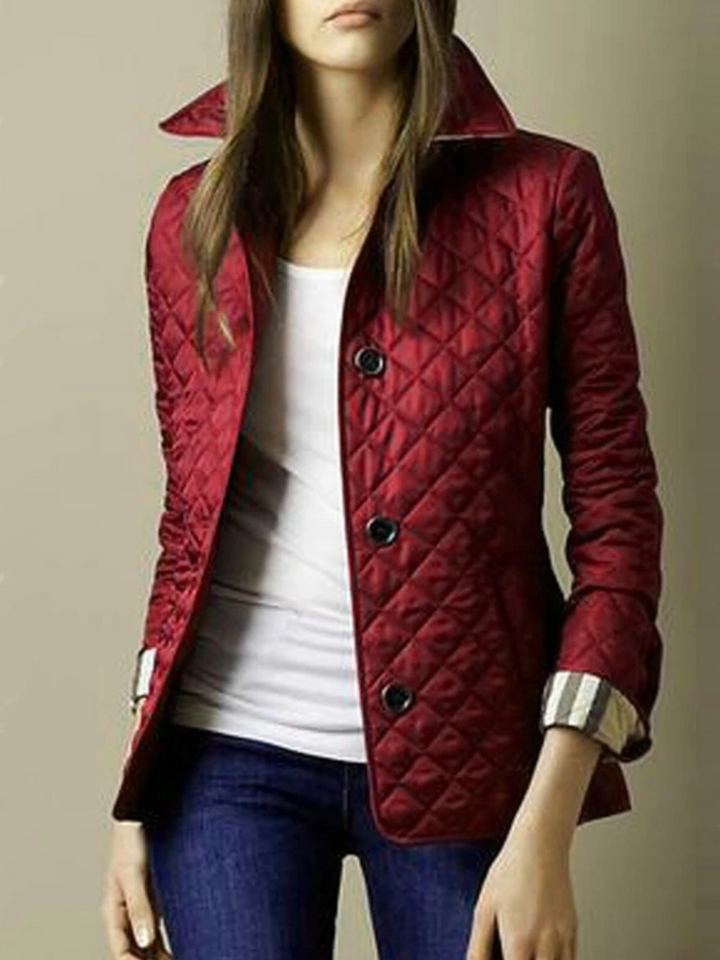 Women's Casual Quilted Jacket with Down Collar