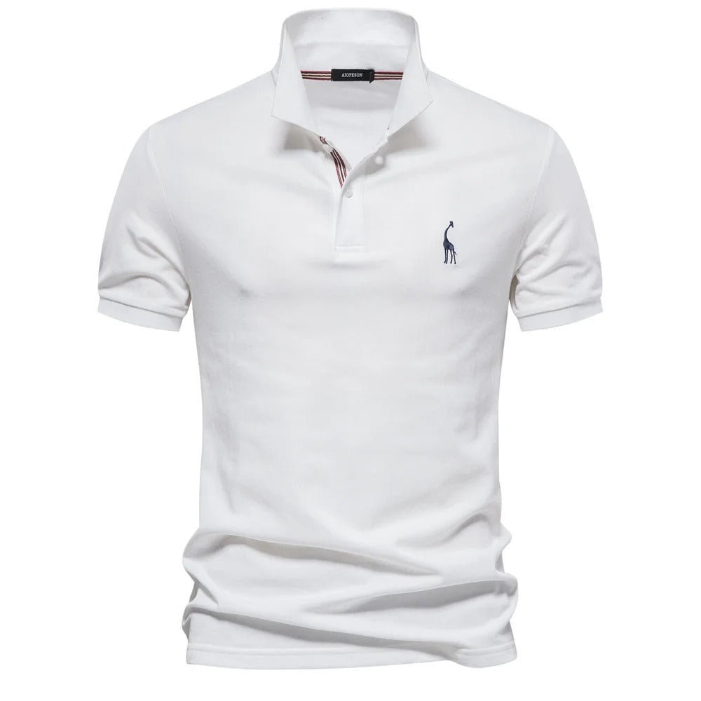 Men's Classic Polo Shirt with Giraffe Embroidery