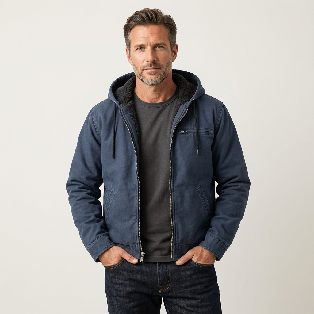 Men's Rugged Canvas Sherpa-Lined Outdoor Jacket