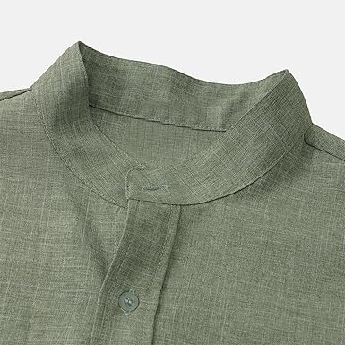 Men's Airy Summer Shirt with Stand-Up Collar for Comfort and Style
