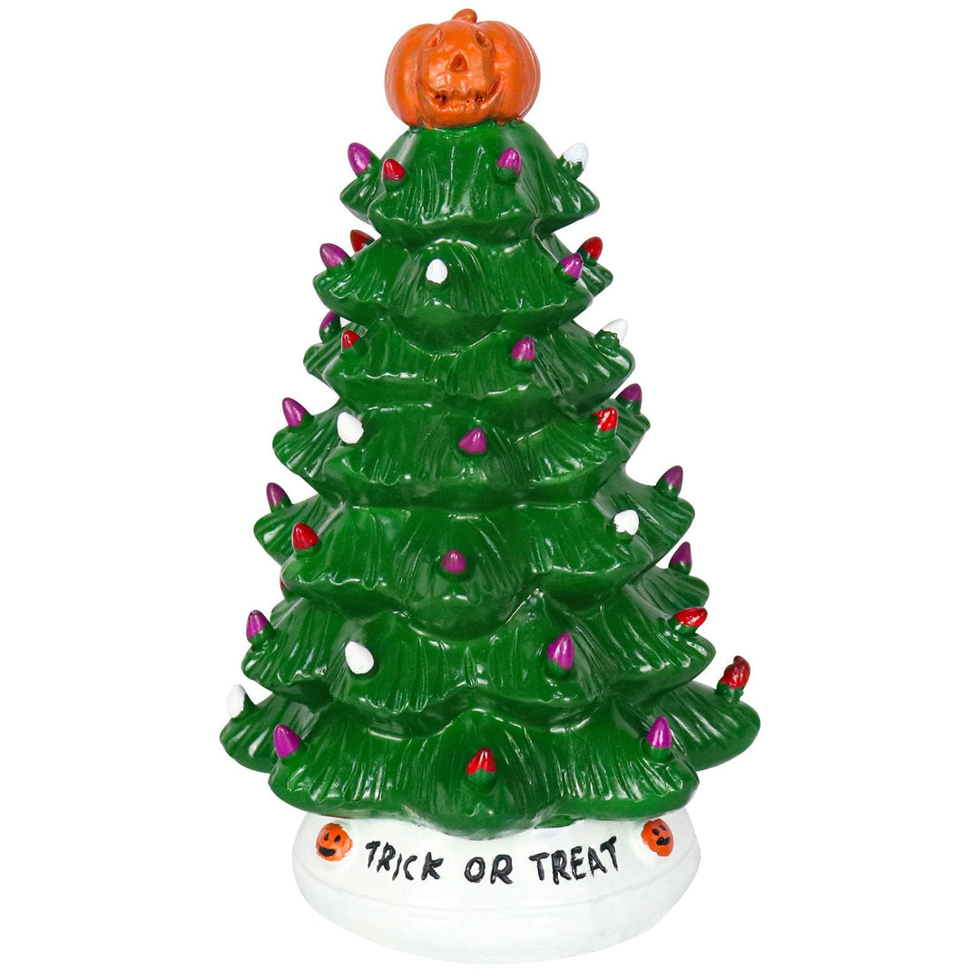 Halloween's LED Ceramic Holiday Tree with Purple Orange Beads