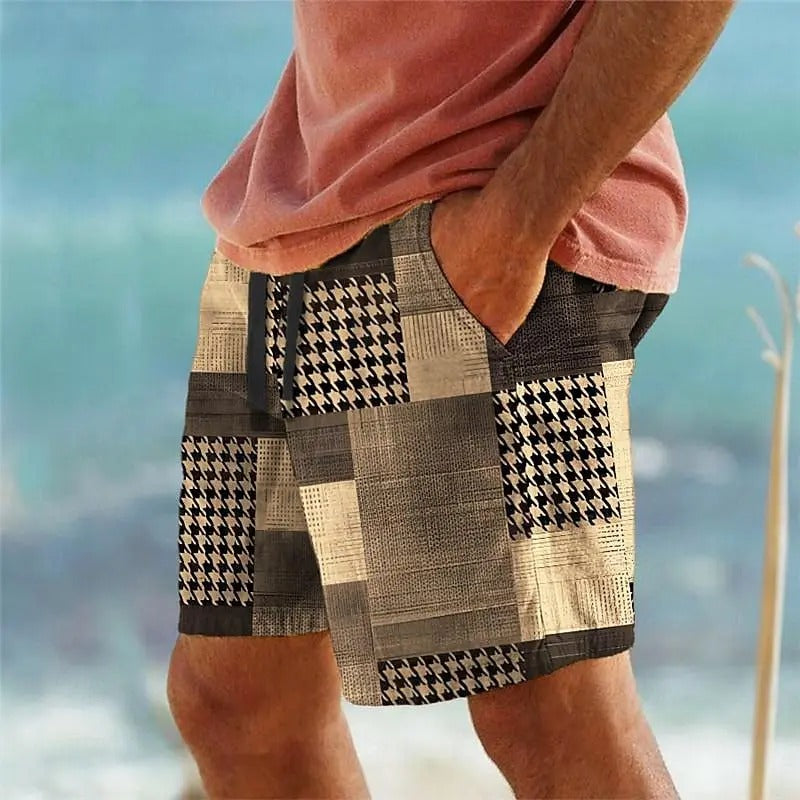 Men's Patchwork Shorts with Fun Cockfest Patterns