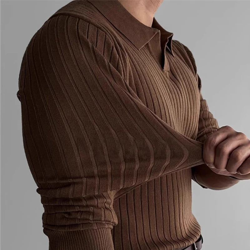 Men's Structured Long Sleeve Polo Shirt