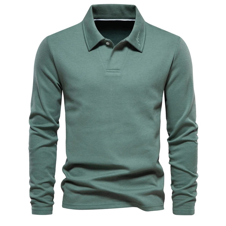 Men's Elegant Long-Sleeved Polo Shirt for Stylish Comfort