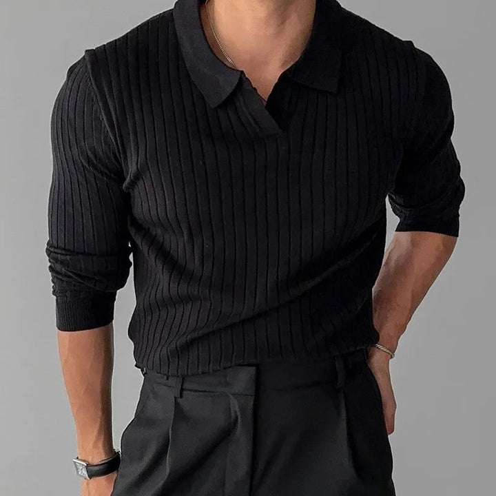 Men's Structured Long Sleeve Polo Shirt